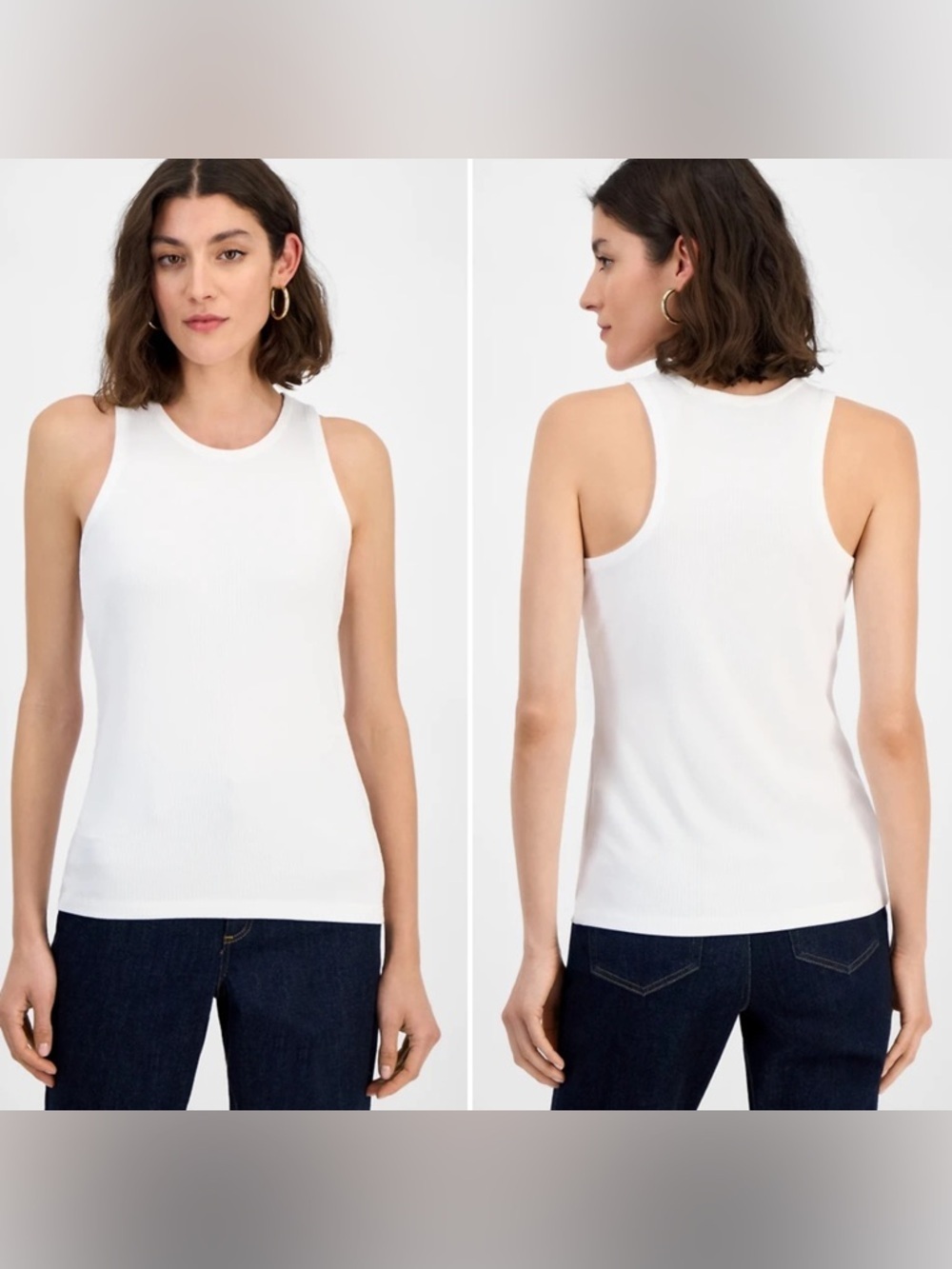 ON 34th White Basic Ribbed Sleeveless Relaxed Fit Tank Top Women’s Size XXL NWT